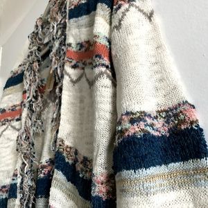 American Rag Knit Cardigan XS Multi-color Fringed